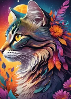 Puzzle Floral Cat