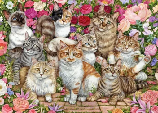 Puzzle Floral Cats