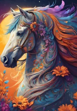 Puzzle Floral Horse