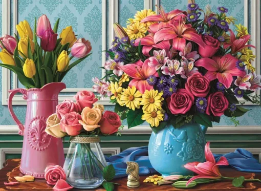 Puzzle Flowers in Vases