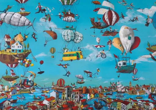 Puzzle Flying Above the City