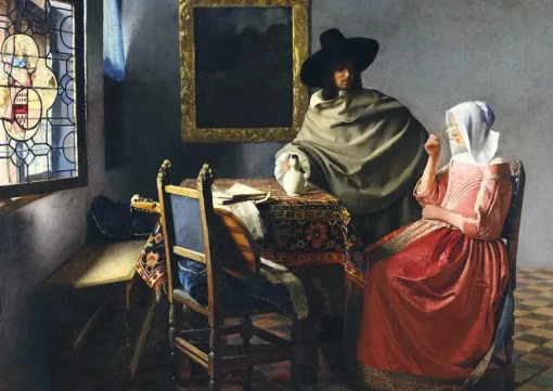 Puzzle Johannes Vermeer - The Glass of Wine, 1661