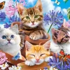 Puzzle Kittens with Flowers 500