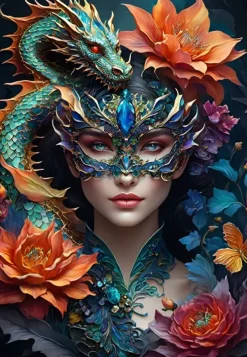 Puzzle Lady with a Dragon