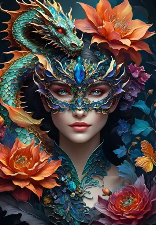 Puzzle Lady with a Dragon