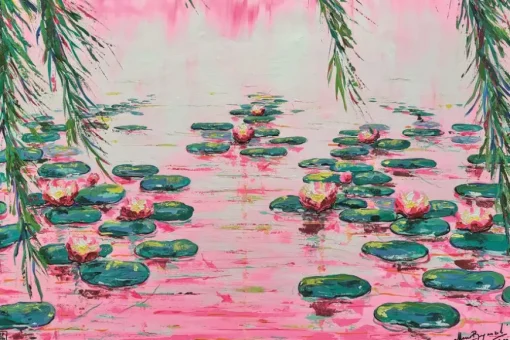 Puzzle Lake with water lilies