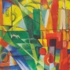Puzzle Marc: Landscape with house, dog and band, 1914