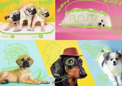 Puzzle Neon Color Line: Cool dogs