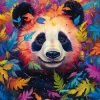 Puzzle Panda in a rainbow-coloured forest