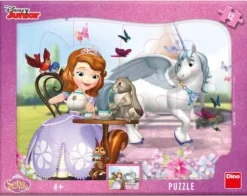 Puzzle Princezná Sofia na 膷aji 12 dielikov