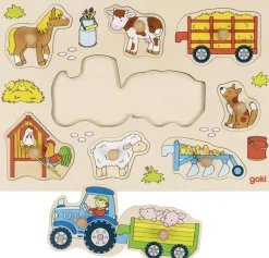 Puzzle Puzzle Drevená vkláda膷ka Traktor na farme