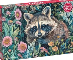 Puzzle Raccoon in Flowers
