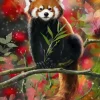 Puzzle Red Panda Sits On A Branch