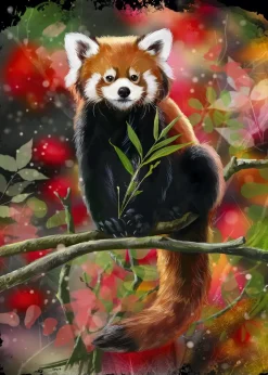 Puzzle Red Panda Sits On A Branch