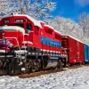 Puzzle Red Train In The Snow