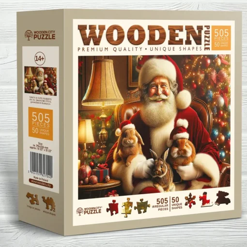 Puzzle Santa & Cute Rabbits