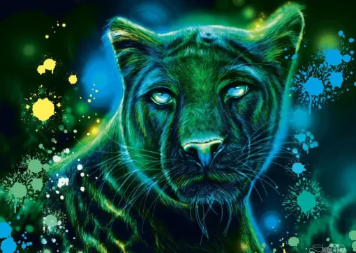 Puzzle Sheena Pike: Neon Blue Green Panther