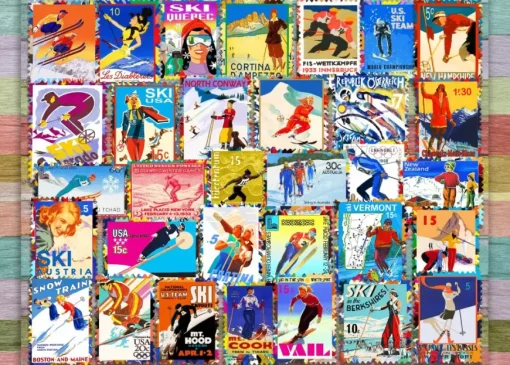 Puzzle Ski Stamp Posters