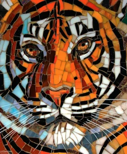 Puzzle Stained Glass Tiger