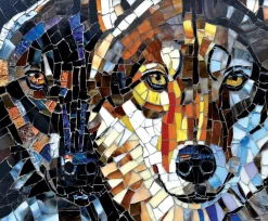 Puzzle Stained Glass Wolves