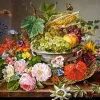 Puzzle Still life with flowers and fruit basket