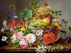 Puzzle Still life with flowers and fruit basket