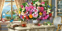 Puzzle Summer Flowers and Cup of Tea