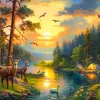 Puzzle Sunset over Forest River