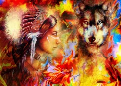 Puzzle The Indian woman and the wolf IV
