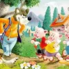 Puzzle Three pigs with wolves