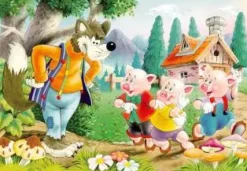 Puzzle Three pigs with wolves