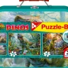 Puzzle 4v1 Doinosauri v plechovom kufríku
