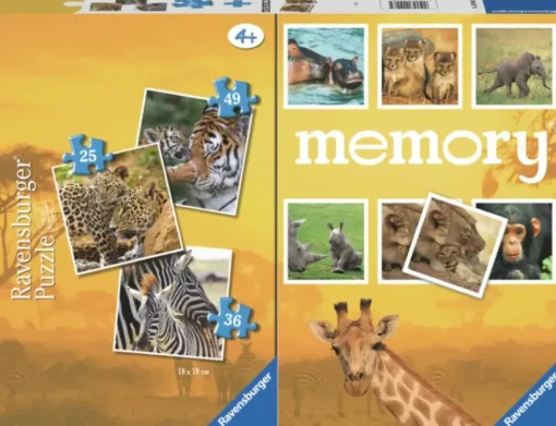 Puzzle 3v1 Wild animals + pexeso