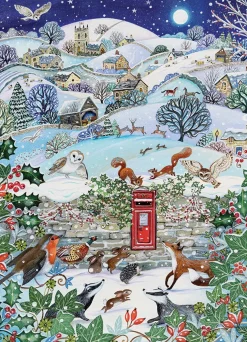 Puzzle Village on a Winter Night