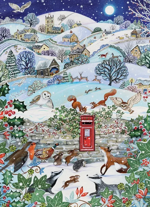 Puzzle Village on a Winter Night