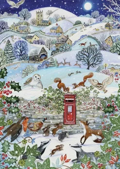 Puzzle Village on a Winter Night