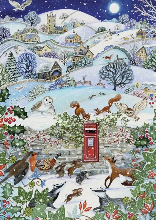Puzzle Village on a Winter Night