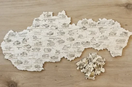 Puzzle Vojenská technika drevené puzzle v krabi膷ke