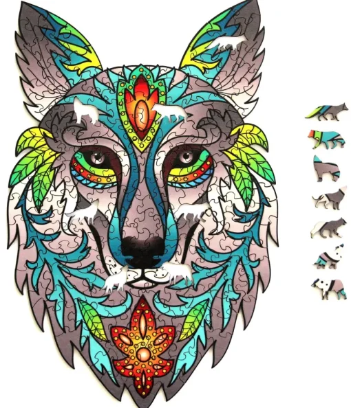 Puzzle Wooden colored wolf