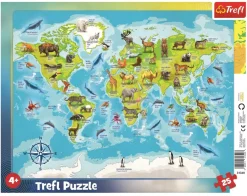 Puzzle World Map with Animals