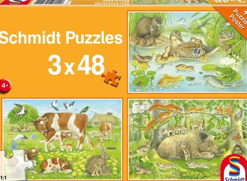 Puzzle 3x48 Animal Family