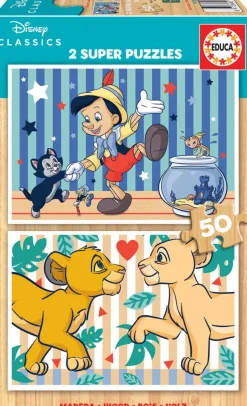 Puzzle 2x50 Disney Classics: Leví krá木, Pinokio